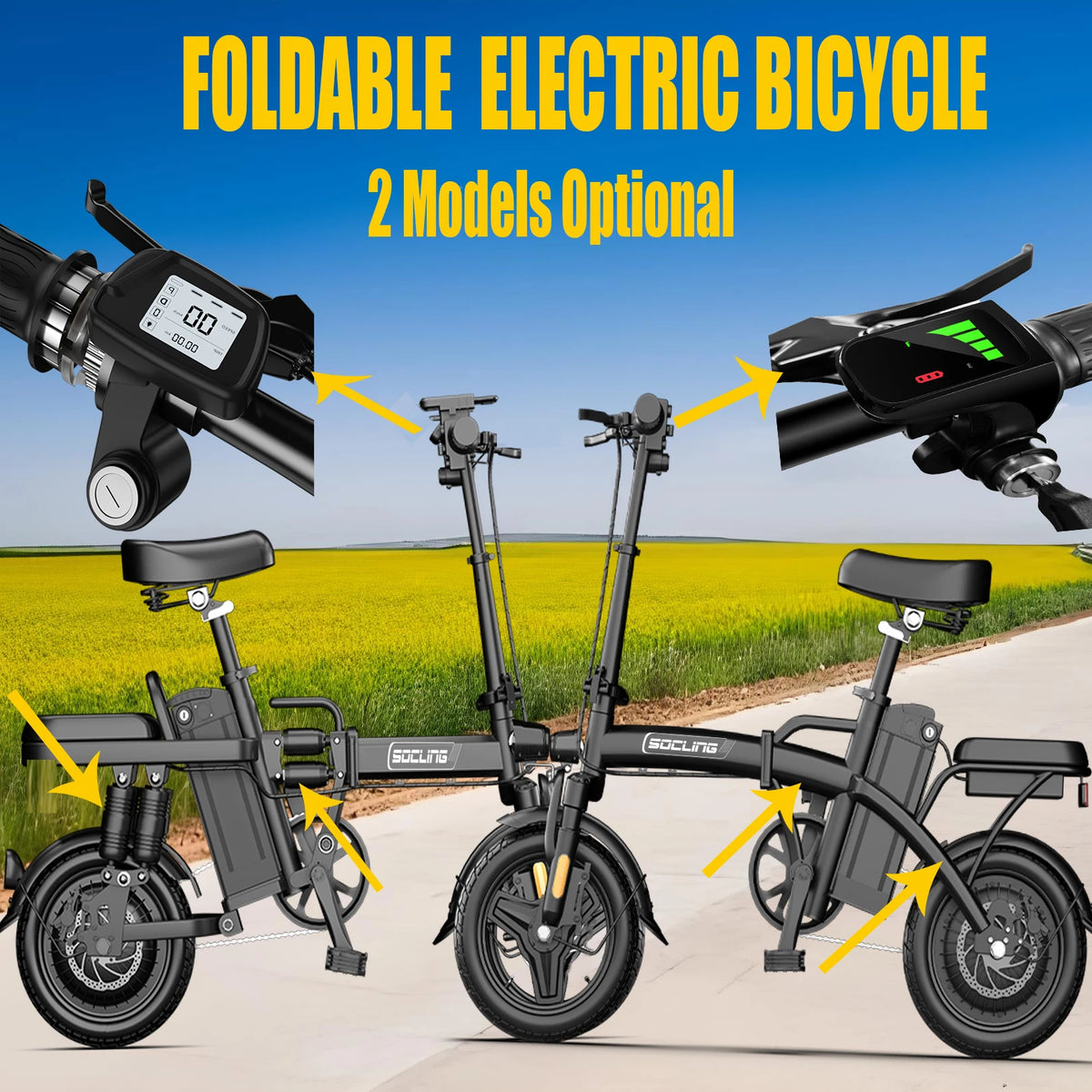 Foldable Electric Commuter Bike With 500W Motor And Detachable Battery