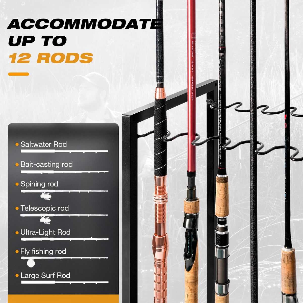 Fishing Rod Holder Storage Rack And Tackle Cabinet Organizer