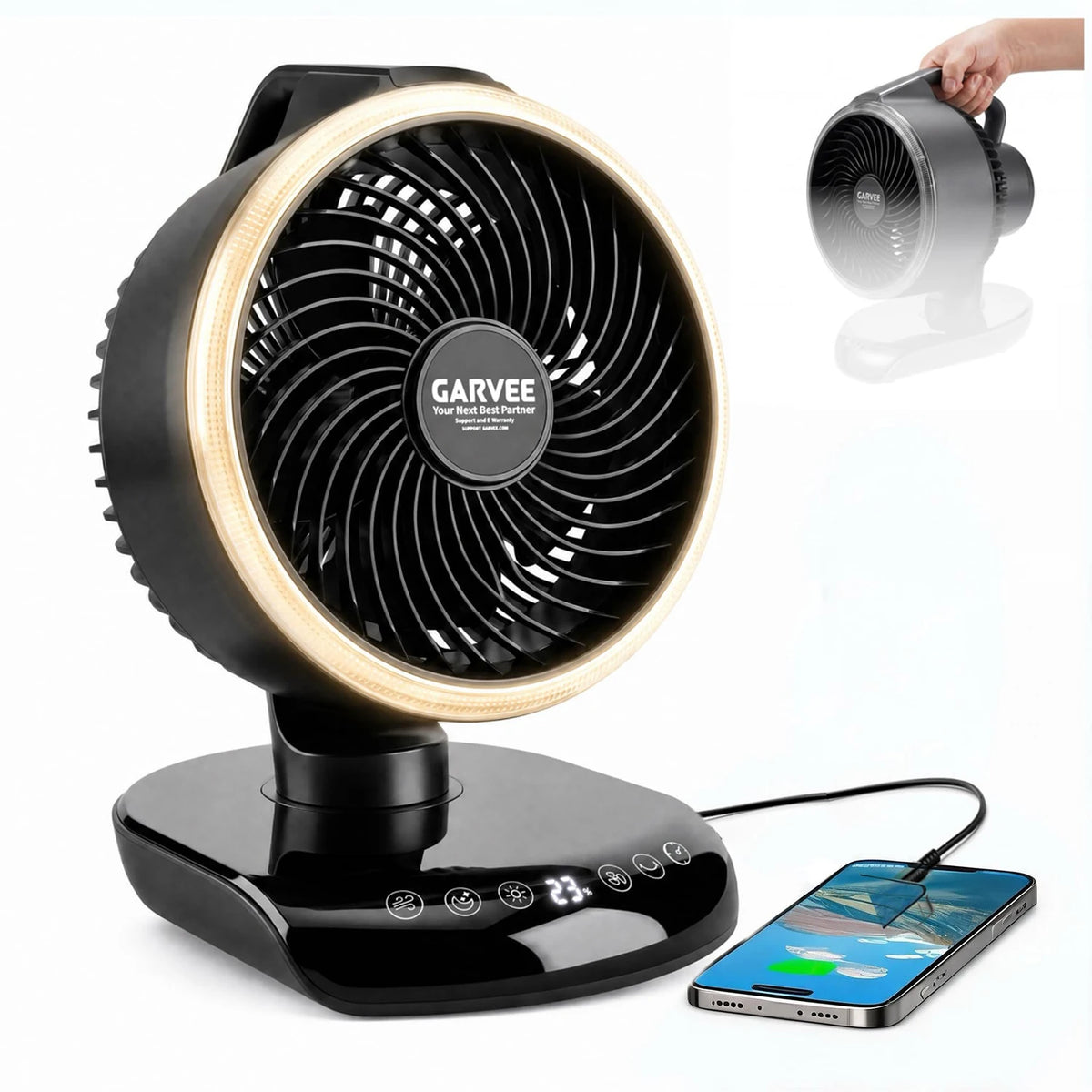 HiMISS Portable Camping Fan 20000mAh Rechargeable With Remote