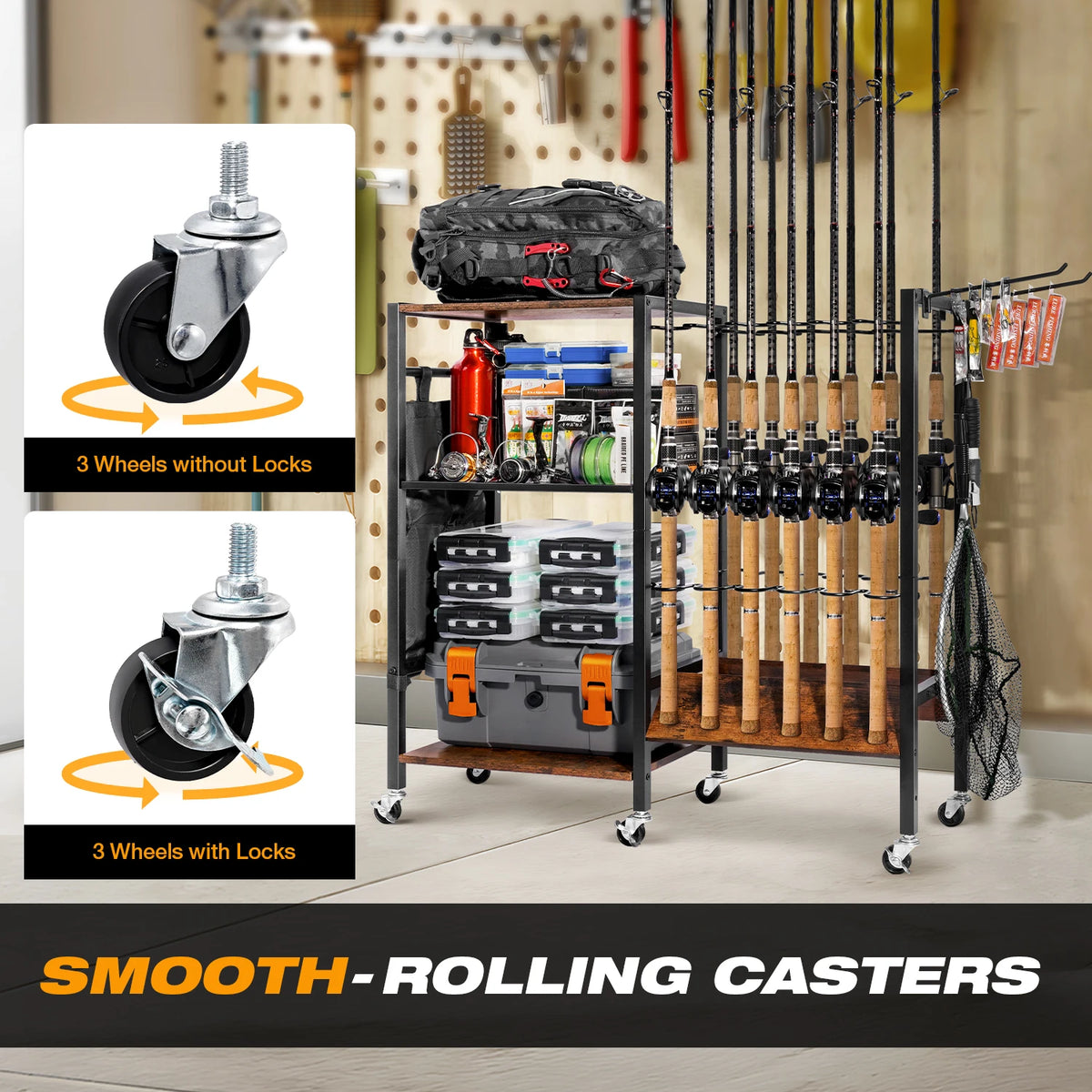 Fishing Rod Holder Storage Rack And Tackle Cabinet Organizer