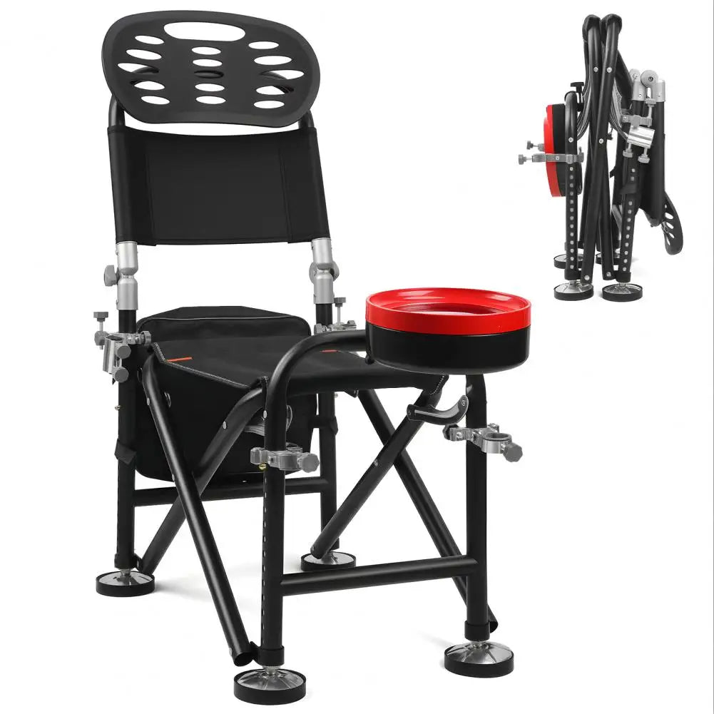 Adjustable Folding Fishing Chair With 13 Gears Backrest Rod Holder
