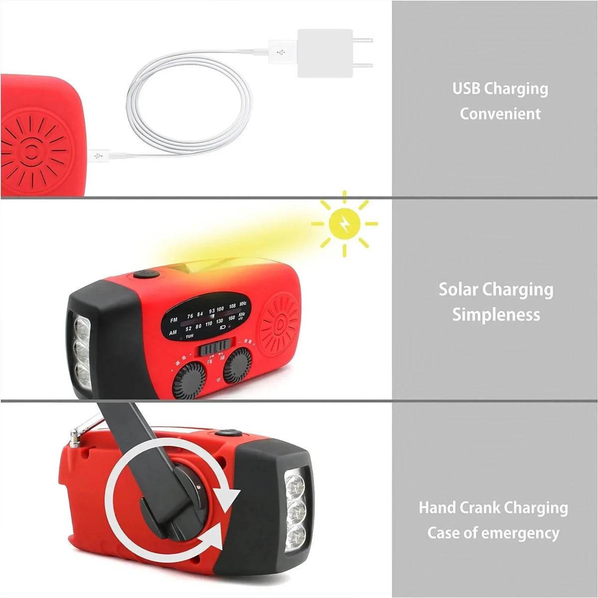 Portable Solar Hand Crank Emergency Radio With NOAA Weather Alerts