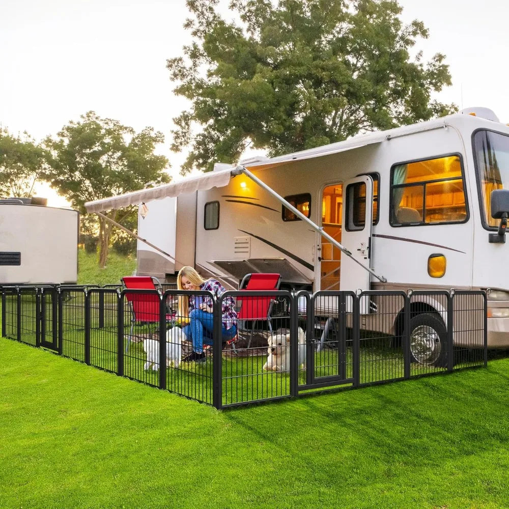 Heavy Duty Metal Outdoor Dog Playpen for Camping and Yard