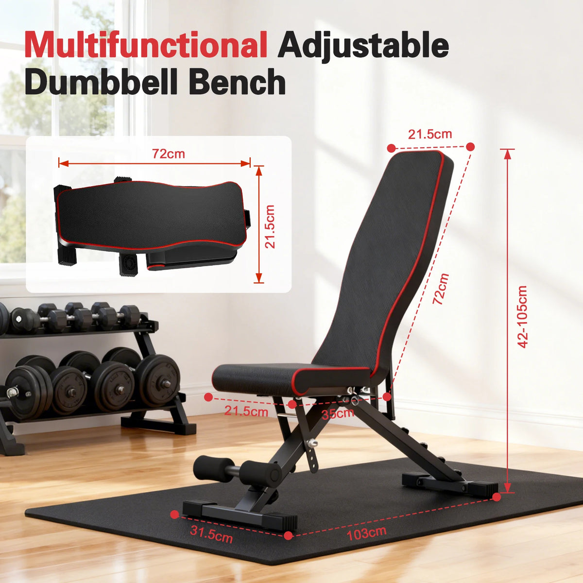 Adjustable Foldable Weight Bench for Full Body Home Workouts