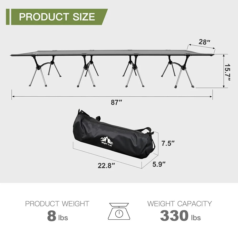 Night Cat Folding Camping Cot for Adults Portable Outdoor Bed