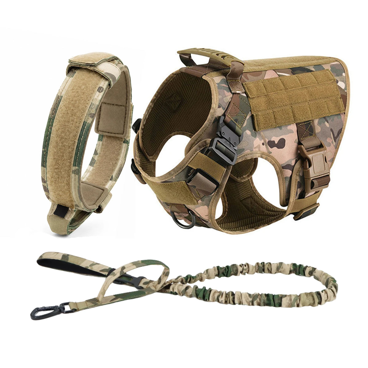 PETRAVEL Tactical Dog Harness With MOLLE Pouches for Training and Walking