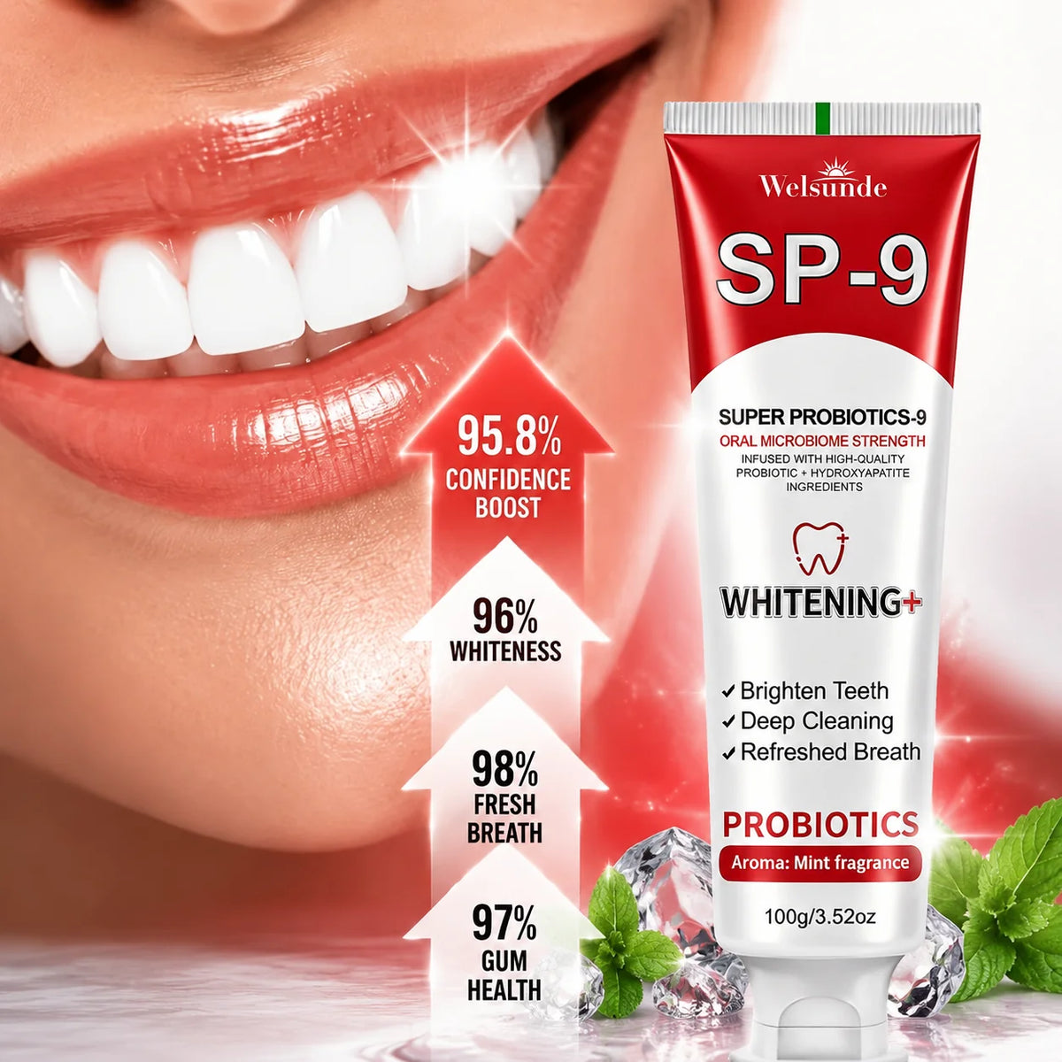Welsunde Whitening Toothpaste With Probiotics And Hydroxyapatite For Fresh Breath