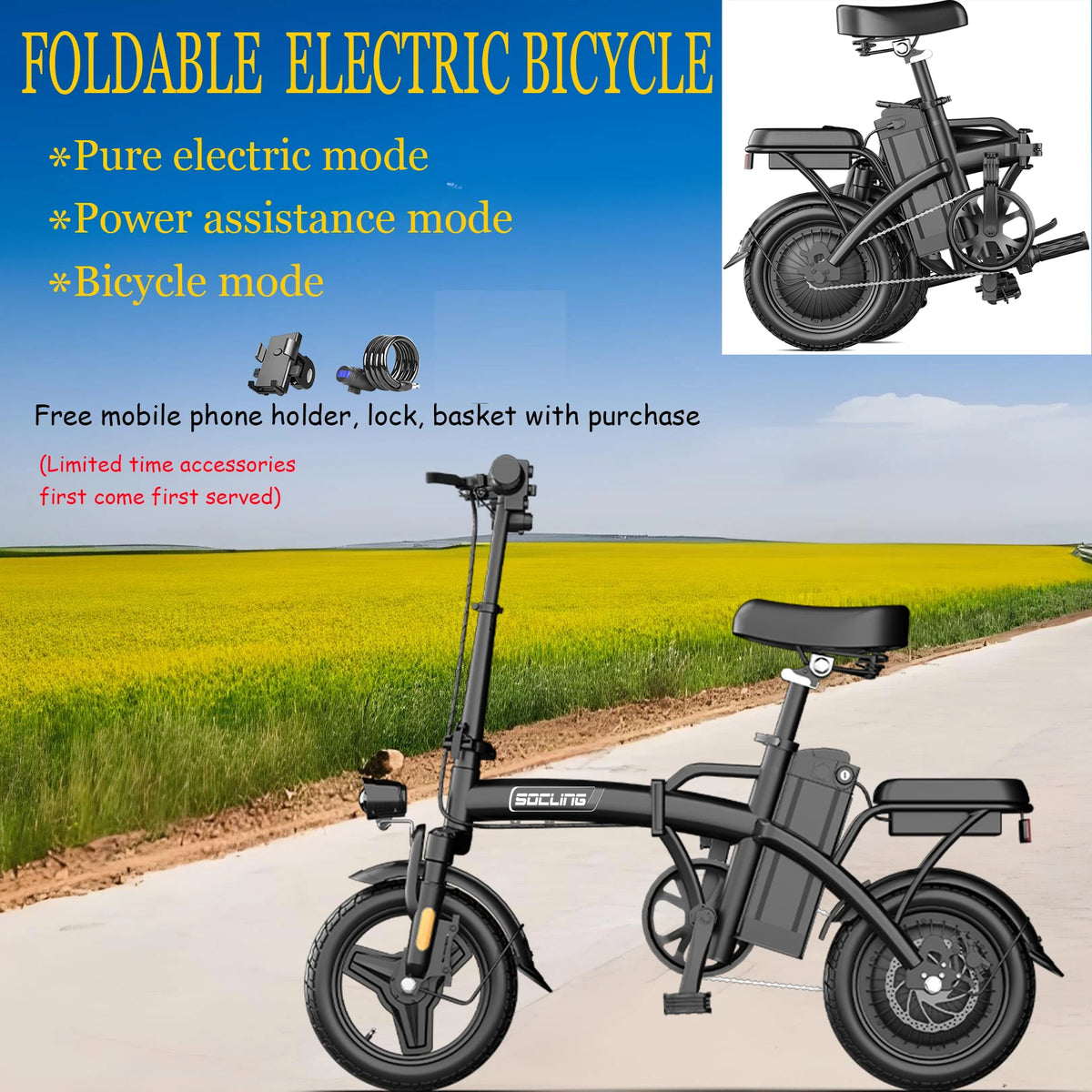 Foldable Electric Commuter Bike With 500W Motor And Detachable Battery