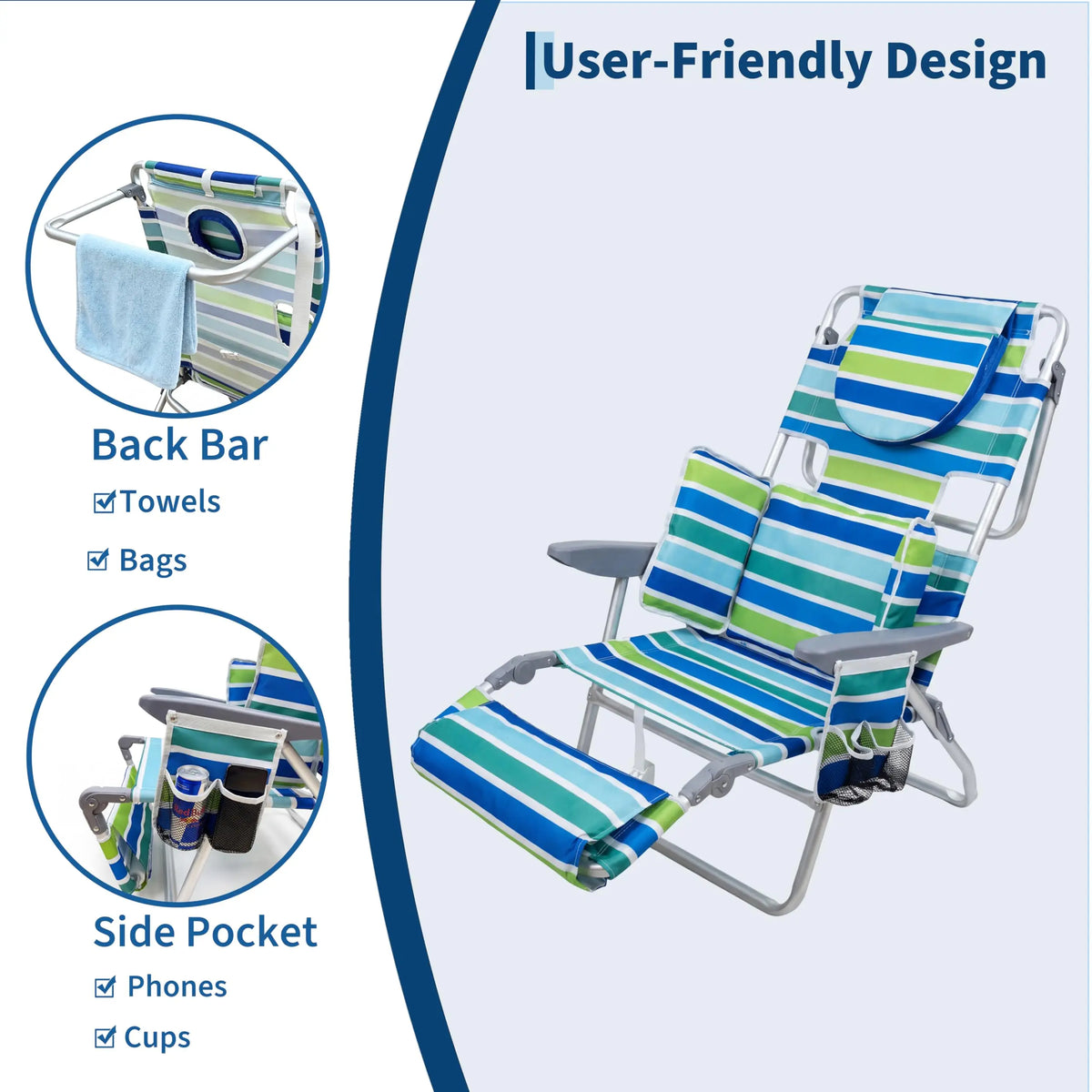 HiMISS Face Down Sunbathing Chair With Adjustable Footrest Support