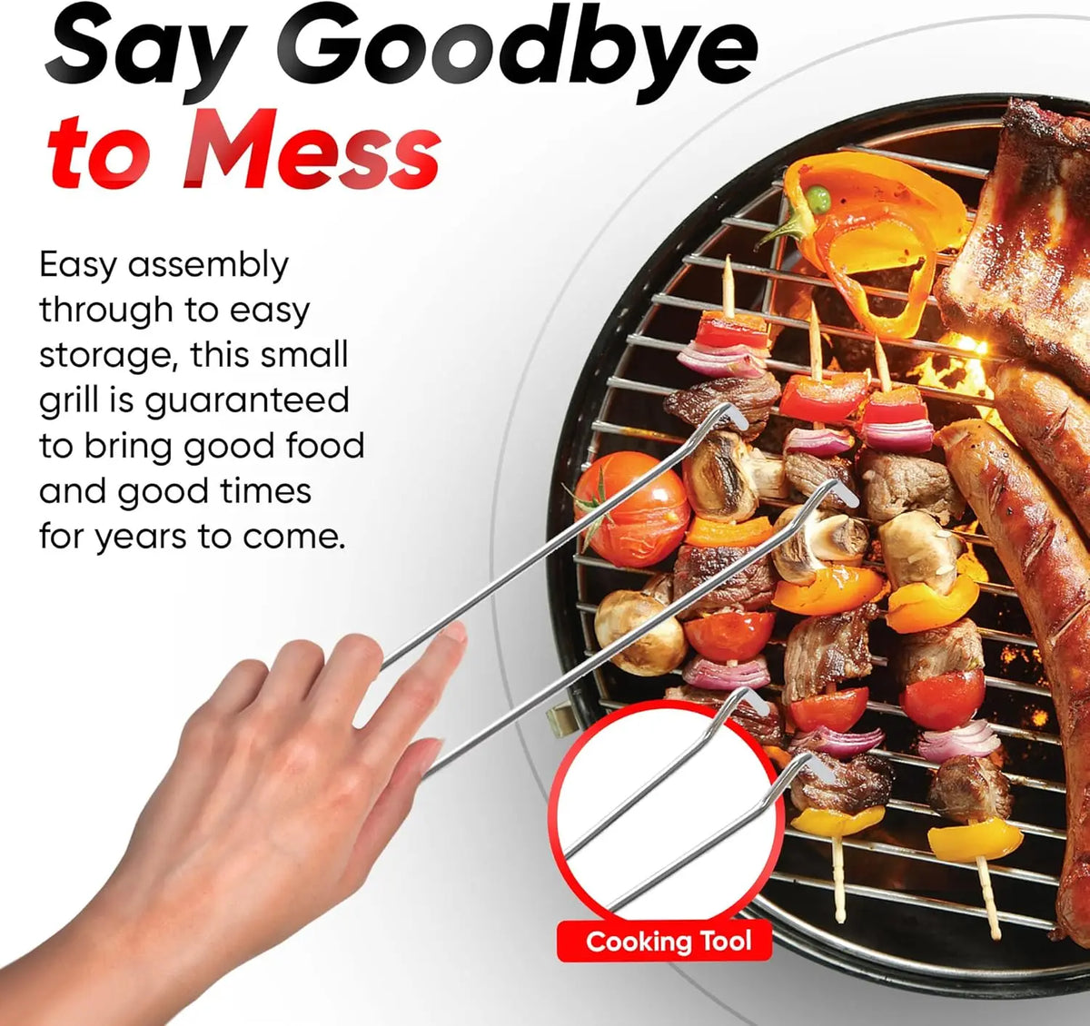 Portable Charcoal Grill With Dual Venting And Locking Lid Design