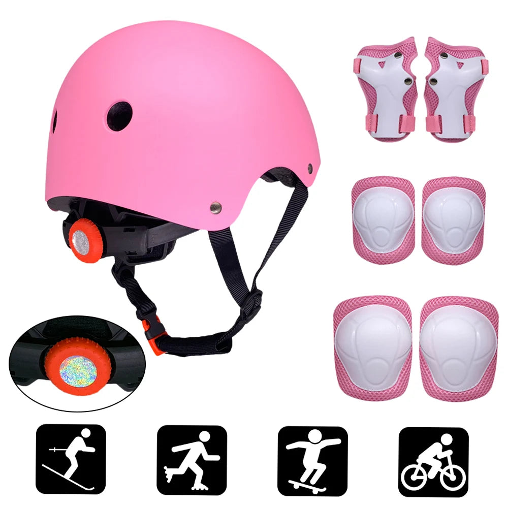 Kids Helmet Knee Elbow Wrist Guards Protective Gear Set
