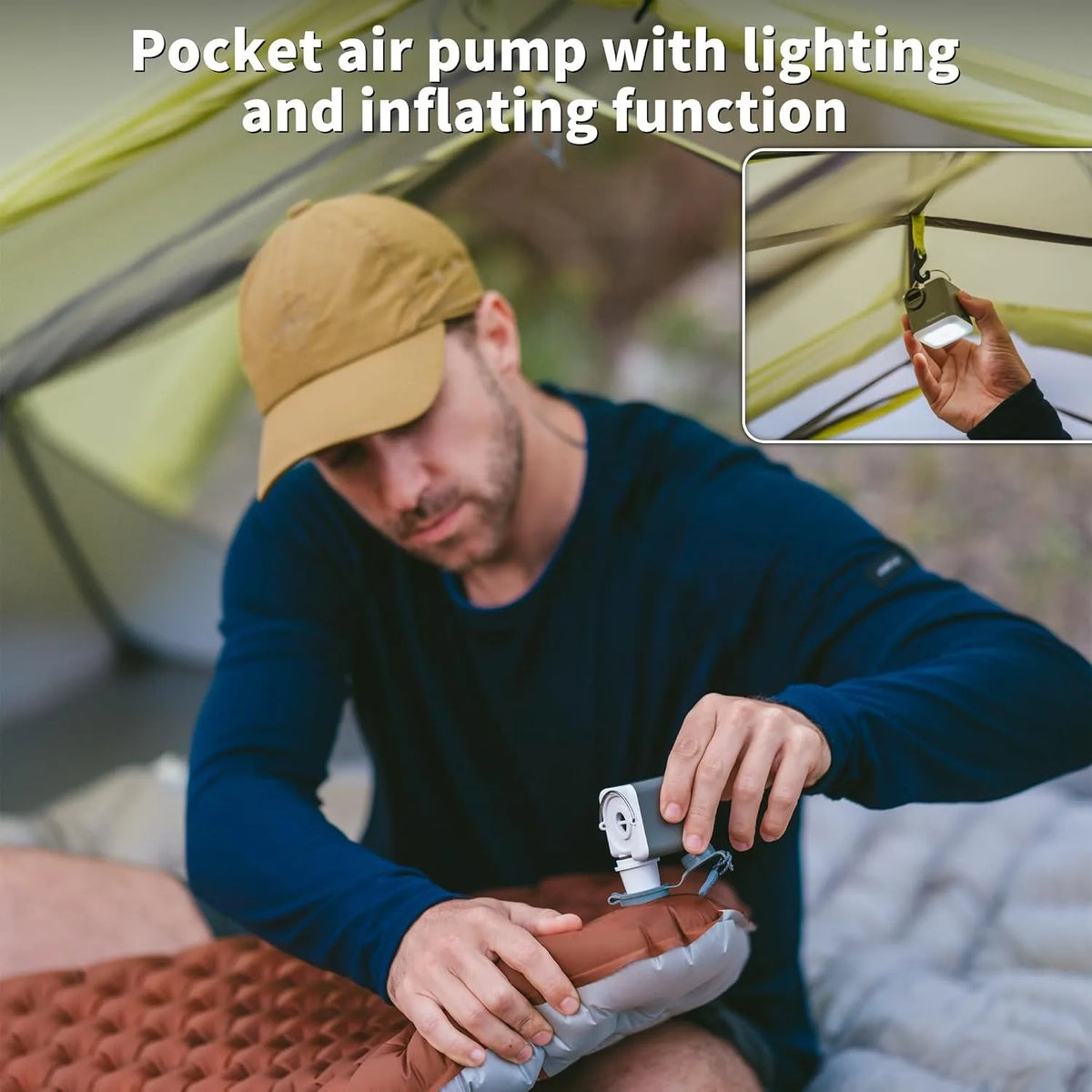 Naturehike Wind-air Pump 2400mAh USB-C Rechargeable Mini Air Pump with Light Portable Electric Air Pump for Air Mattresses Inflator/Deflator Pump