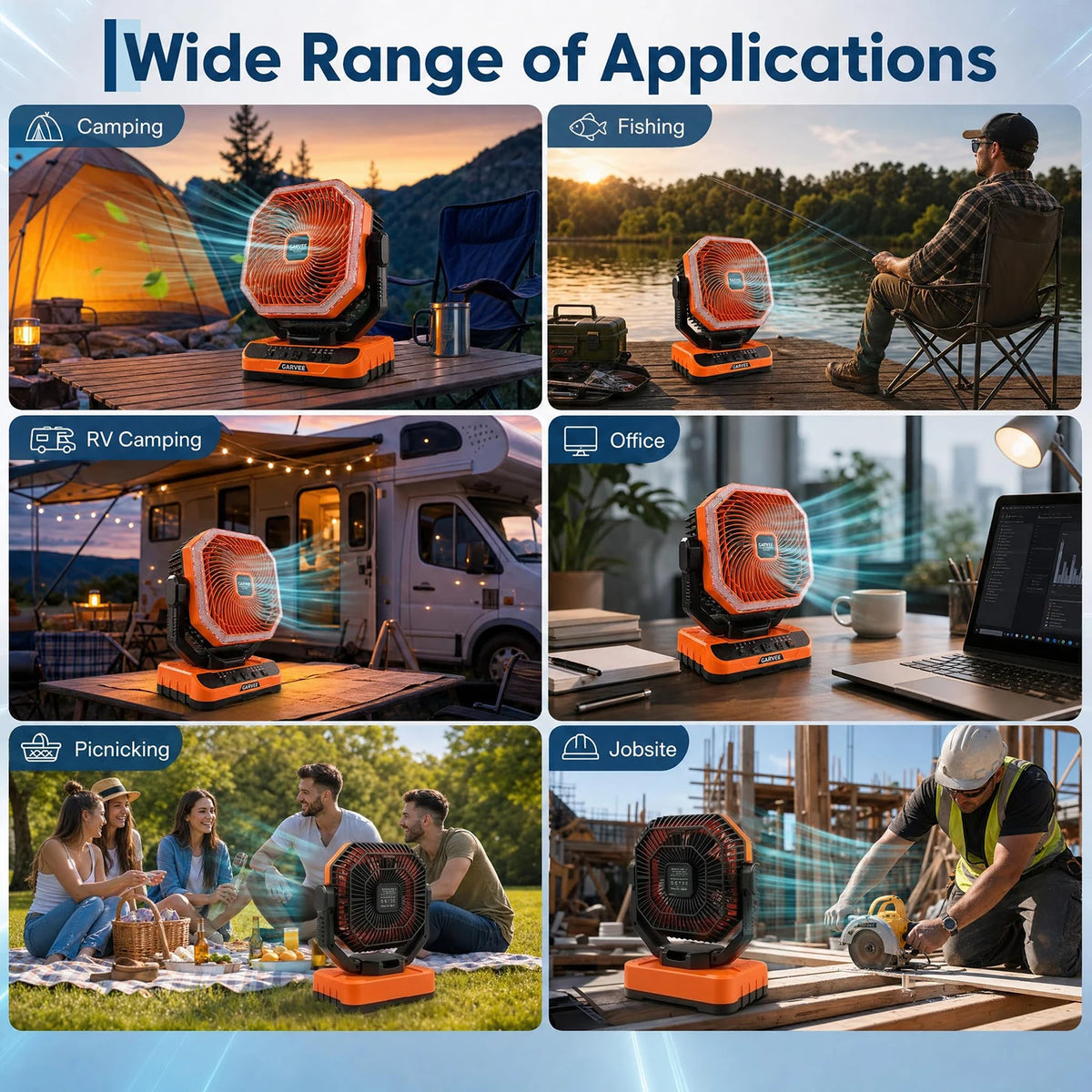 HiMISS Portable Rechargeable Camping Fan With Remote Control Timer