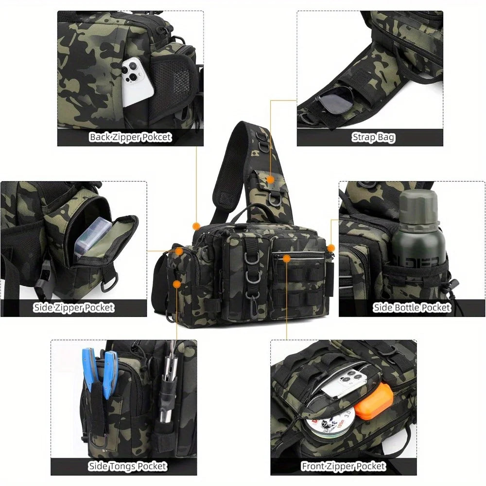 Nylon Fishing Tackle Backpack And Waist Bag For Outdoor