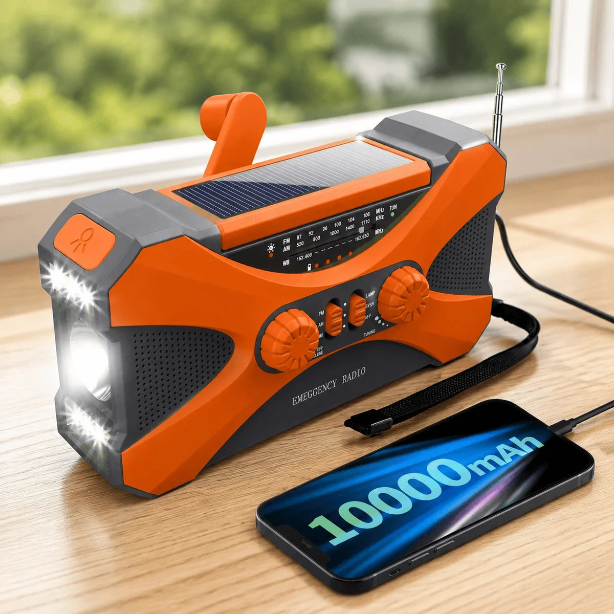 STONEGO Solar Hand Crank NOAA Emergency Weather Radio With Charger