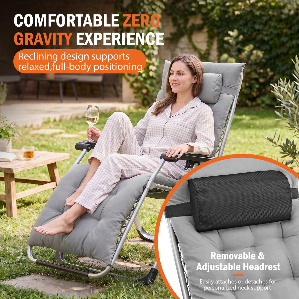 JHK Zero Gravity Reclining Lounge Chair With Cup Holder