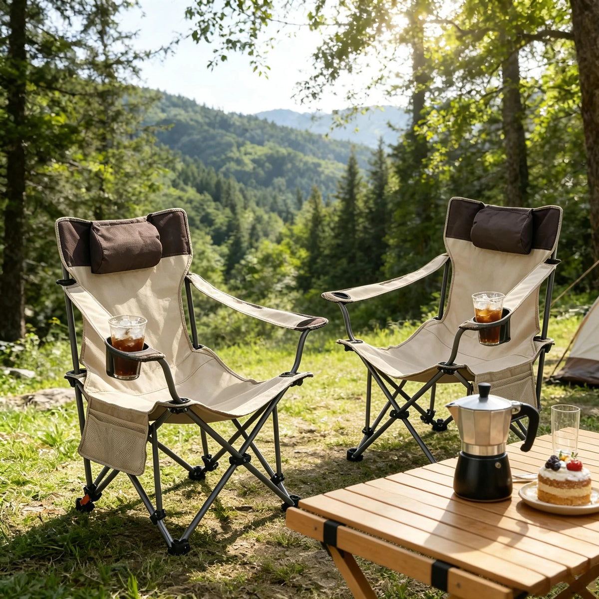 Adjustable Reclining Outdoor Camping Lounge Chair With Side Pockets