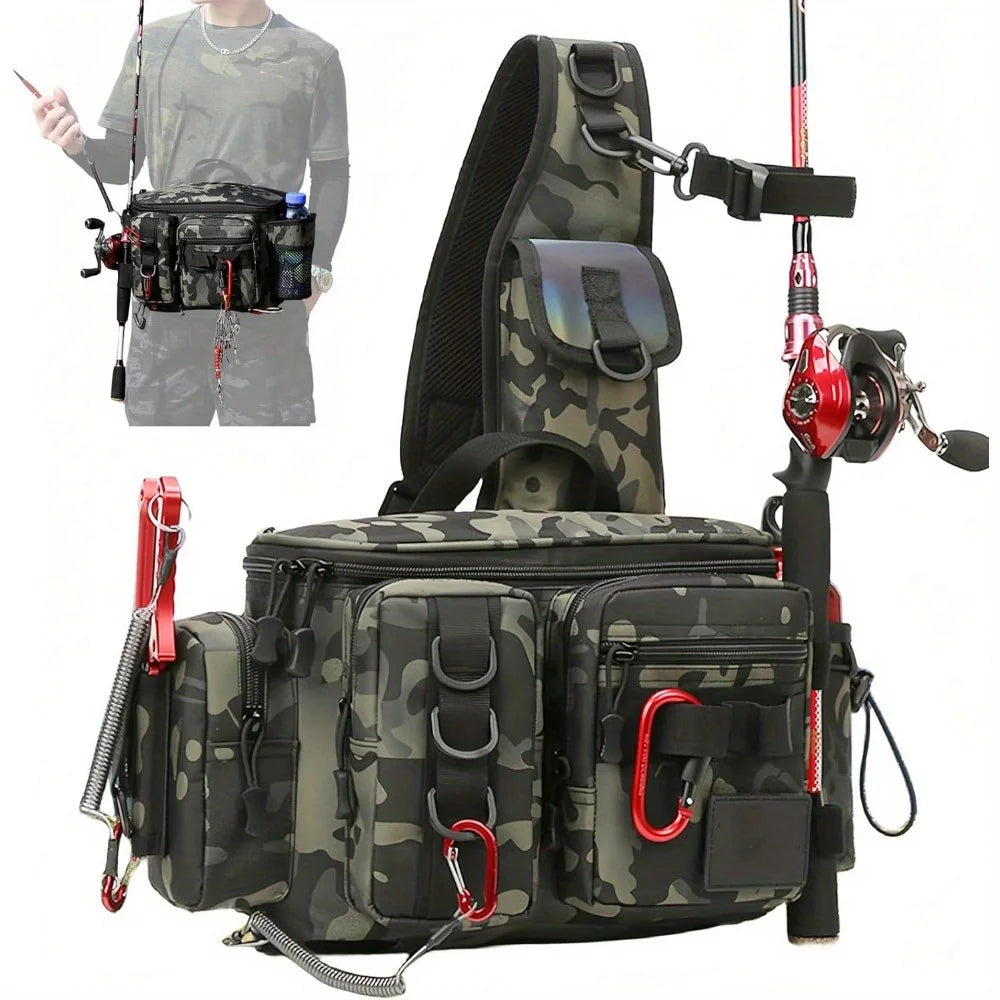 Nylon Fishing Tackle Backpack And Waist Bag For Outdoor
