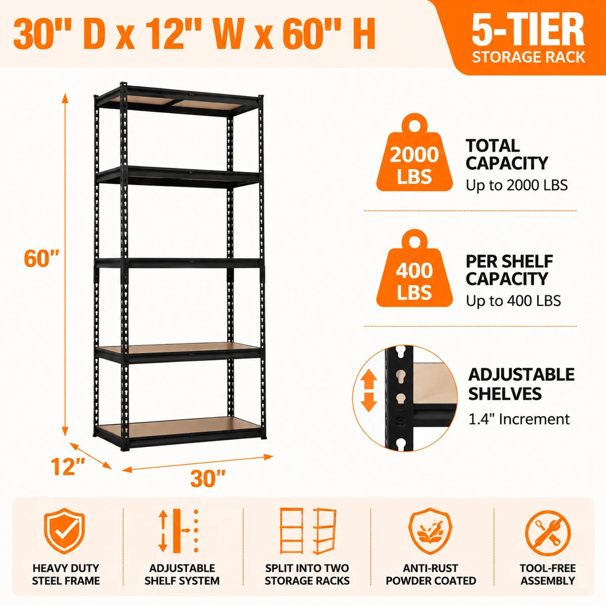Heavy Duty Metal Garage Storage Shelving And Utility Rack