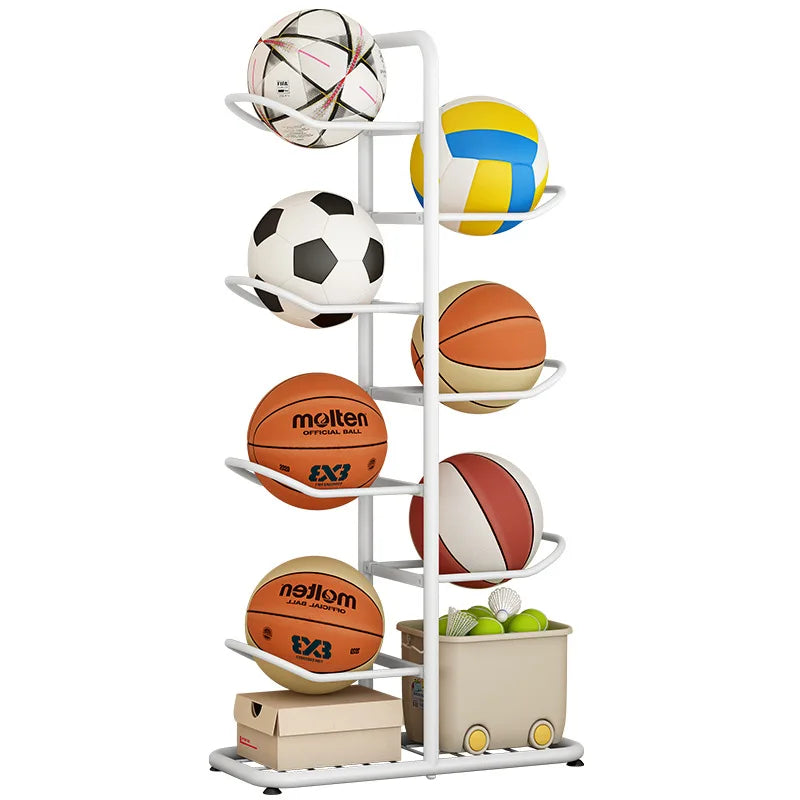 Indoor Kids Sports Ball Storage Rack for Basketballs and Footballs