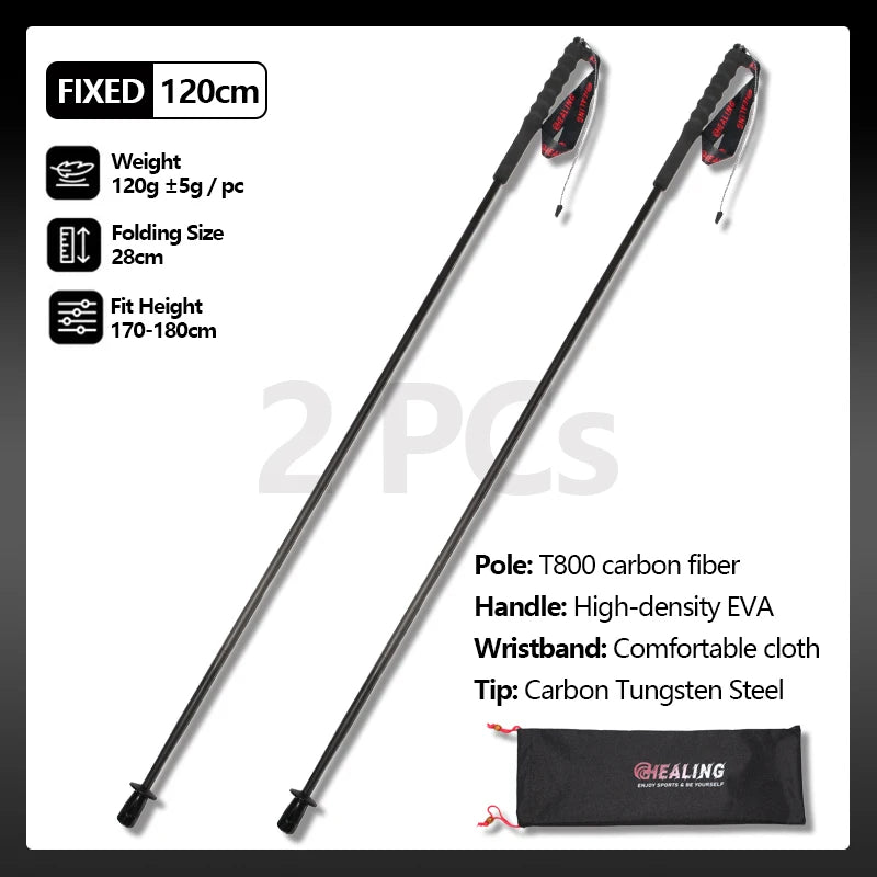 OKHEALING Carbon Fiber Foldable Trekking Poles For Hiking Travel