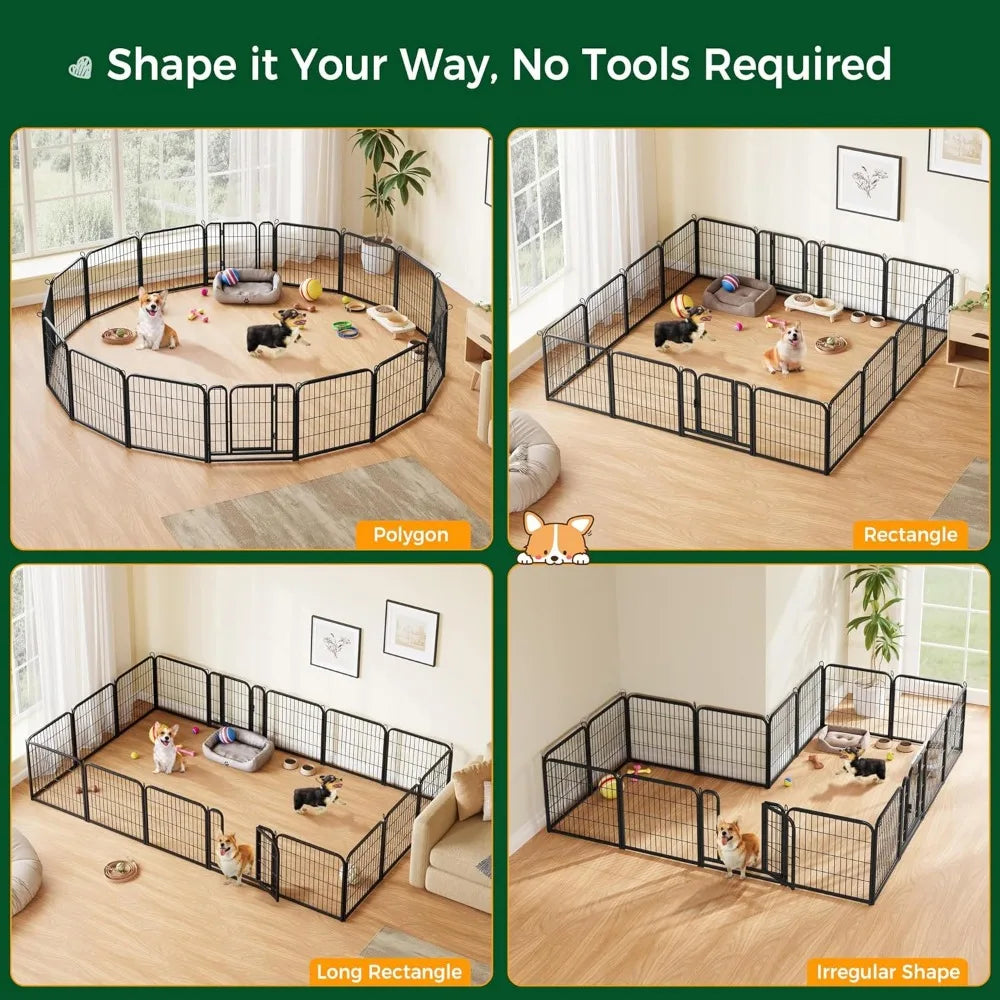 Heavy Duty Metal Outdoor Dog Playpen for Camping and Yard