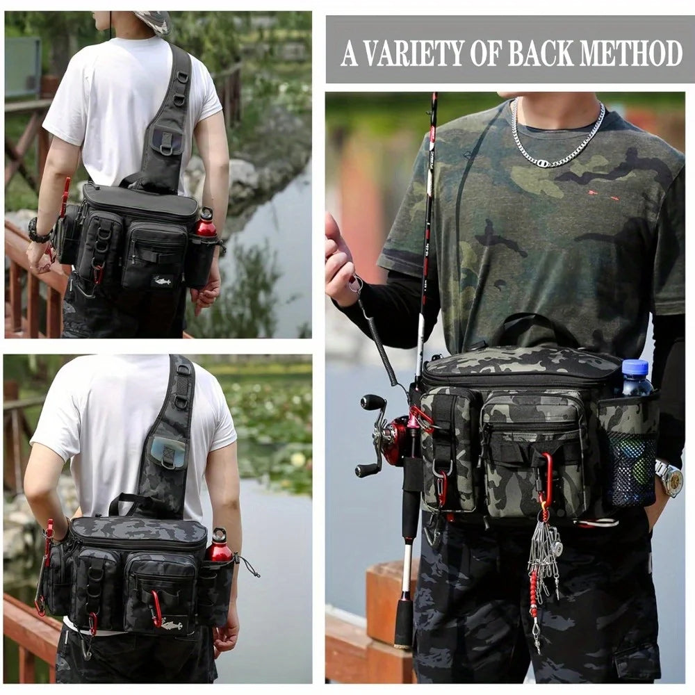 Nylon Fishing Tackle Backpack And Waist Bag For Outdoor