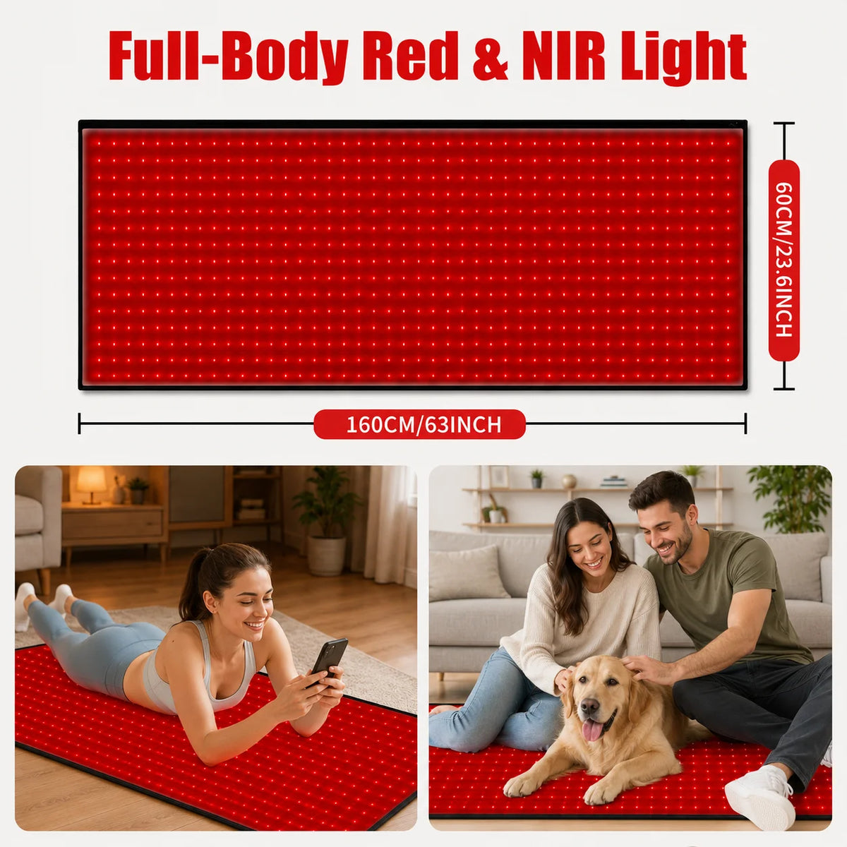 588 LED Red Light Therapy Mat With Adjustable Controls