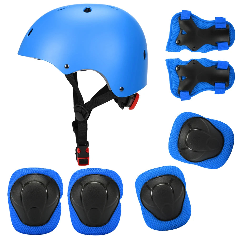 Kids Helmet Knee Elbow Wrist Guards Protective Gear Set
