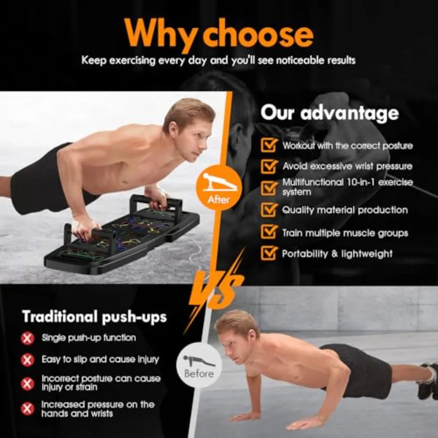 Push Up Board Pilates Bar Exercise Set With Resistance Bands