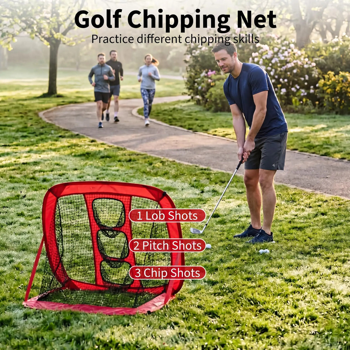 HiMiss Golf Practice Net Set With Turf Mat And Balls