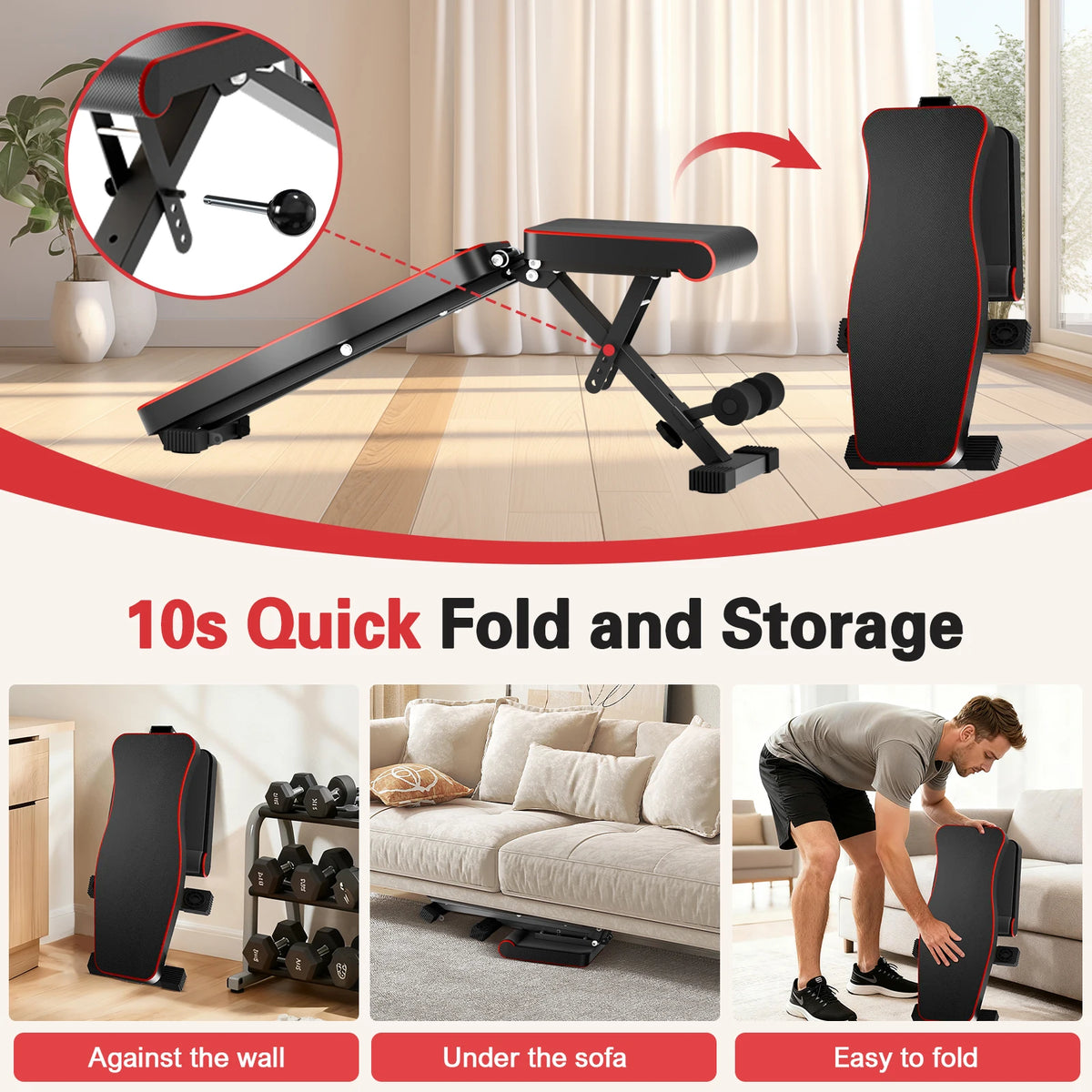 Adjustable Foldable Weight Bench for Full Body Home Workouts