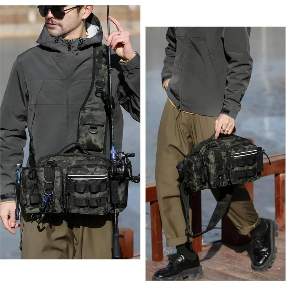 Nylon Fishing Tackle Backpack And Waist Bag For Outdoor