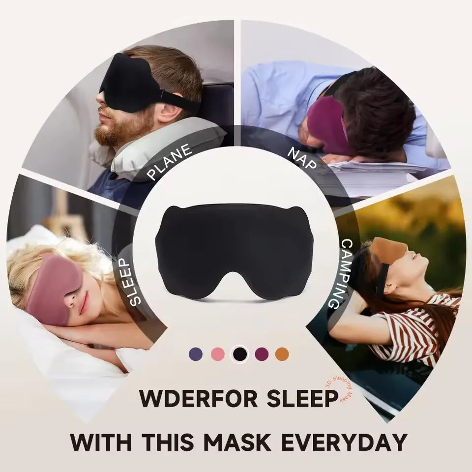3D Contoured Eye Mask For Sleeping Light Blocking Blindfold