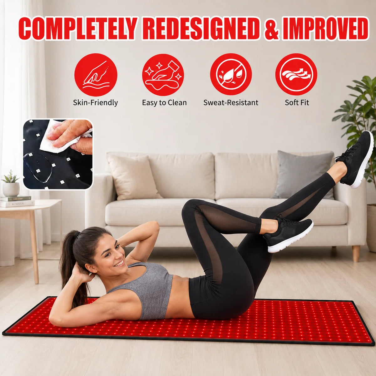 588 LED Red Light Therapy Mat With Adjustable Controls