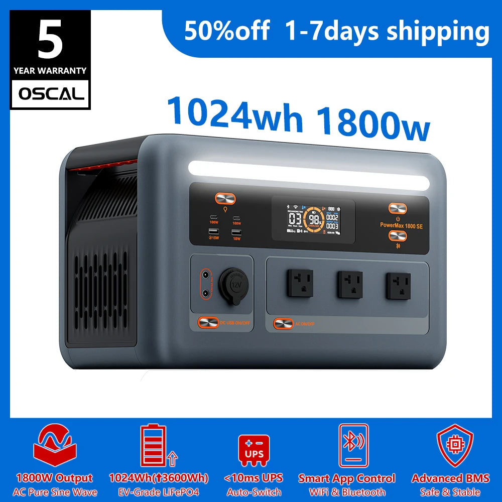 OSCAL PowerMax 1800 SE Portable LiFePO4 Power Station
