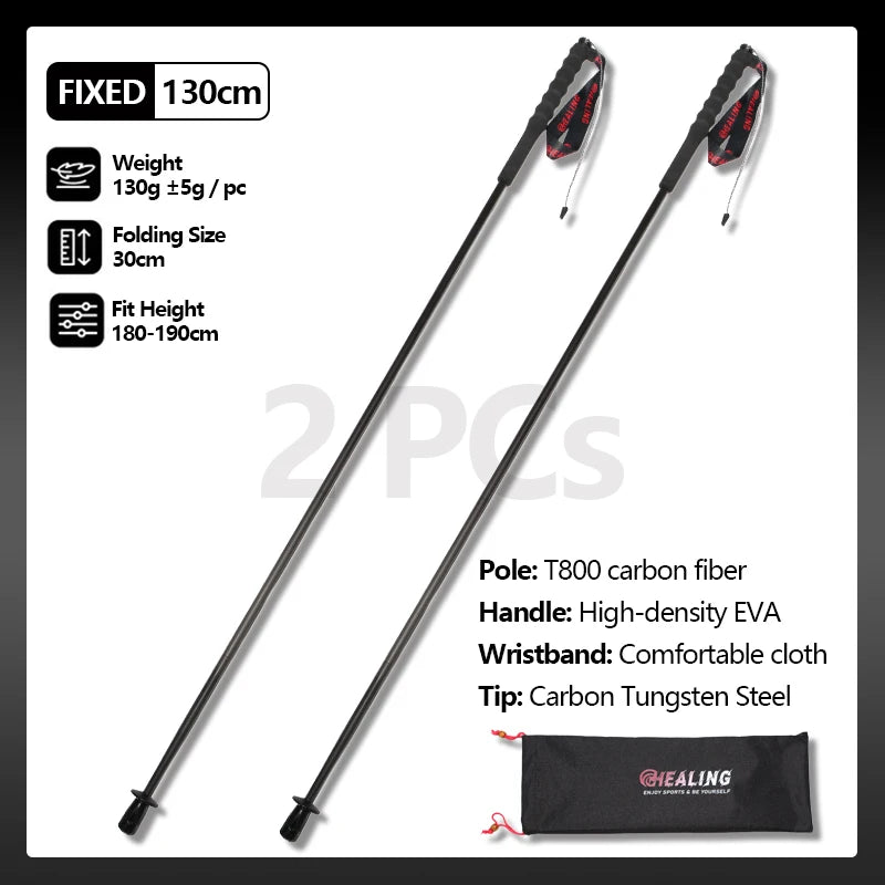 OKHEALING Carbon Fiber Foldable Trekking Poles For Hiking Travel