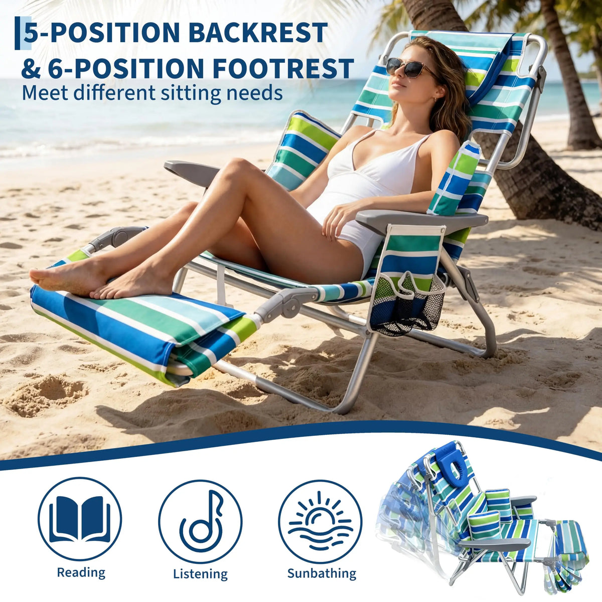 HiMISS Face Down Sunbathing Chair With Adjustable Footrest Support