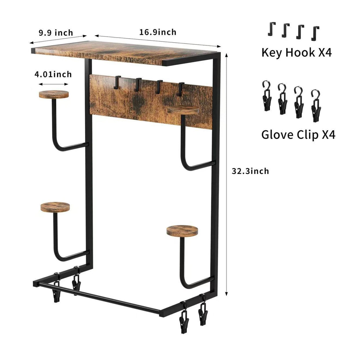 HiMISS Wall Mounted Motorcycle Helmet Storage Rack With Hooks