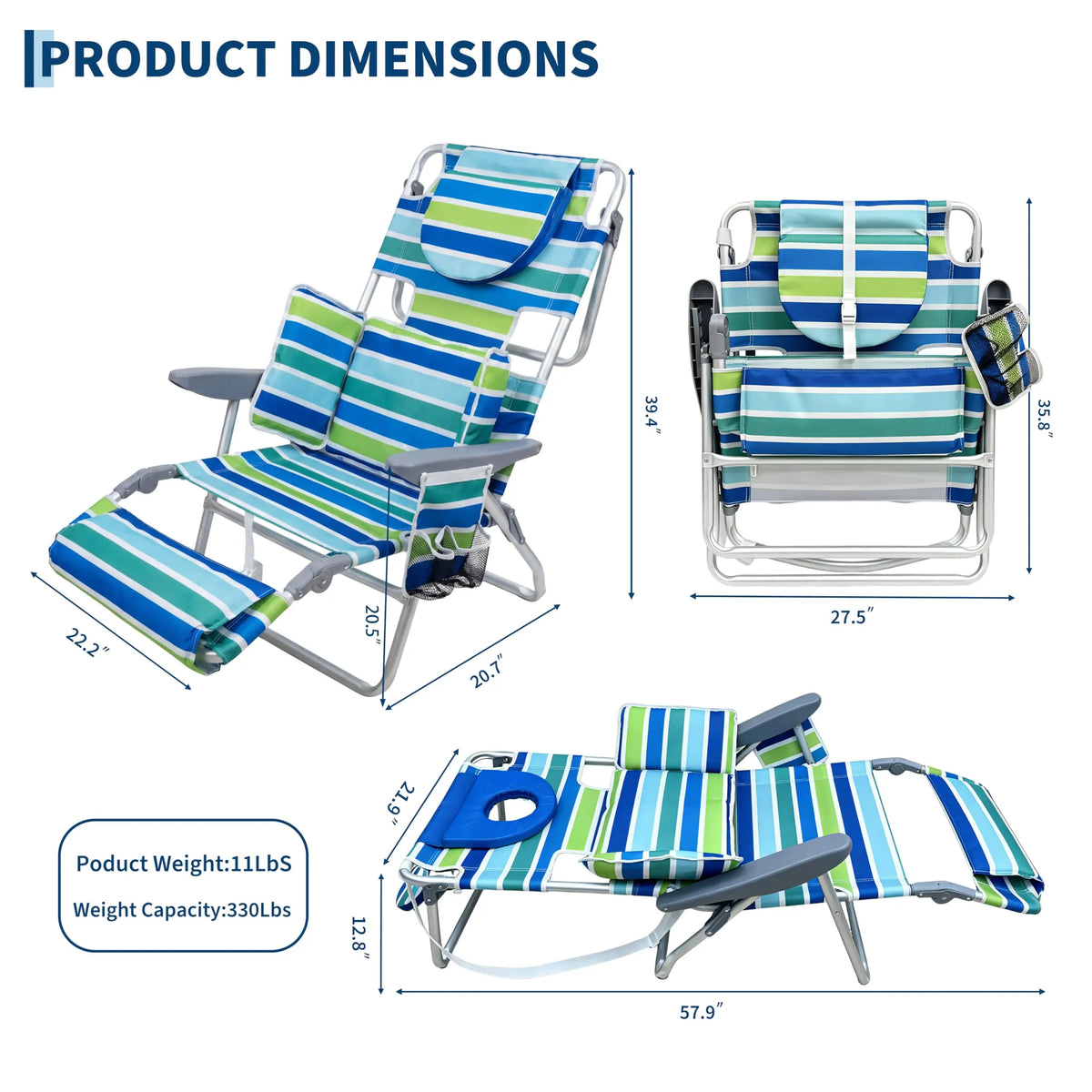 HiMISS Face Down Sunbathing Chair With Adjustable Footrest Support