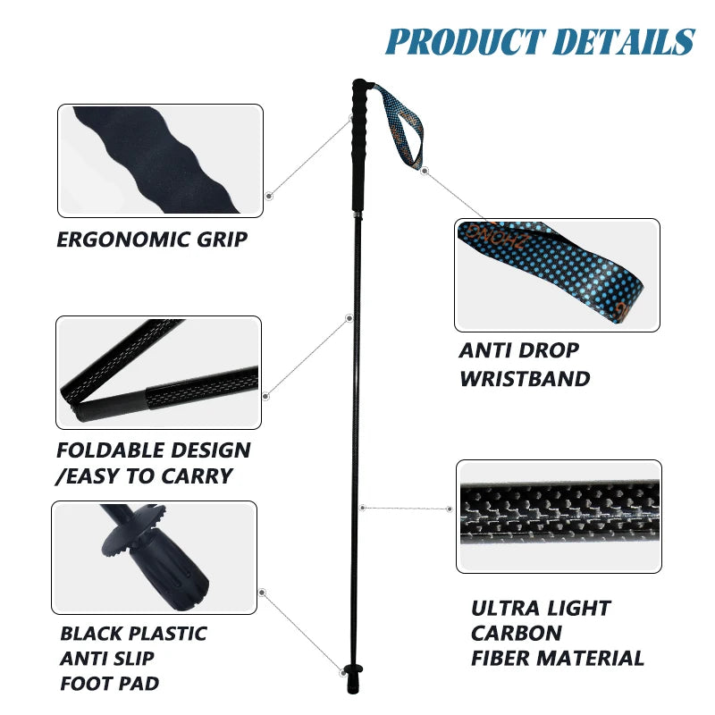 Ok Healing T800 Carbon Fiber Telescopic Hiking Trekking Poles