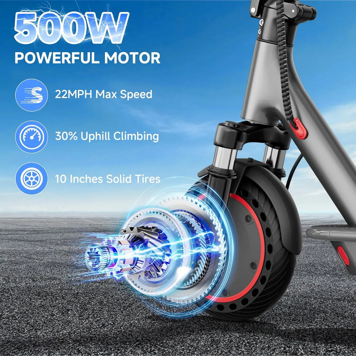 AOVOPRO 500W Electric Scooter With App Control And Solid Tires
