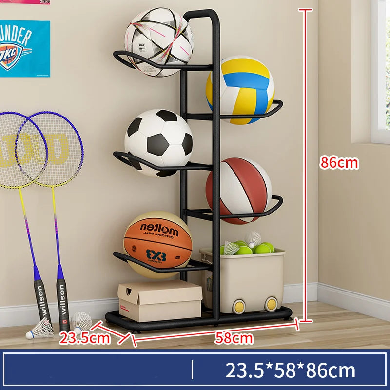 Indoor Kids Sports Ball Storage Rack for Basketballs and Footballs