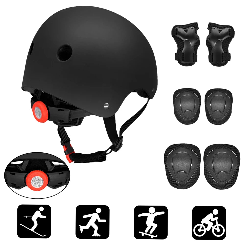Kids Helmet Knee Elbow Wrist Guards Protective Gear Set