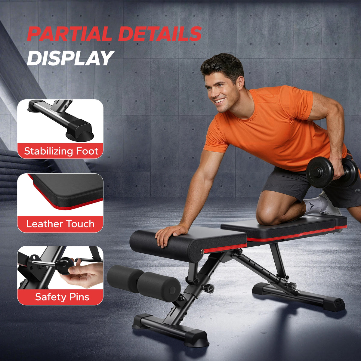 MERACH Adjustable Weight Bench Foldable 108 Angles Training Bench with Headrest Extended Backrest 450 kg Capacity Steel Frame Workout Bench for Home Gym Bench Press Incline Decline Ab Exercise Space Saving Multifunctional Tra