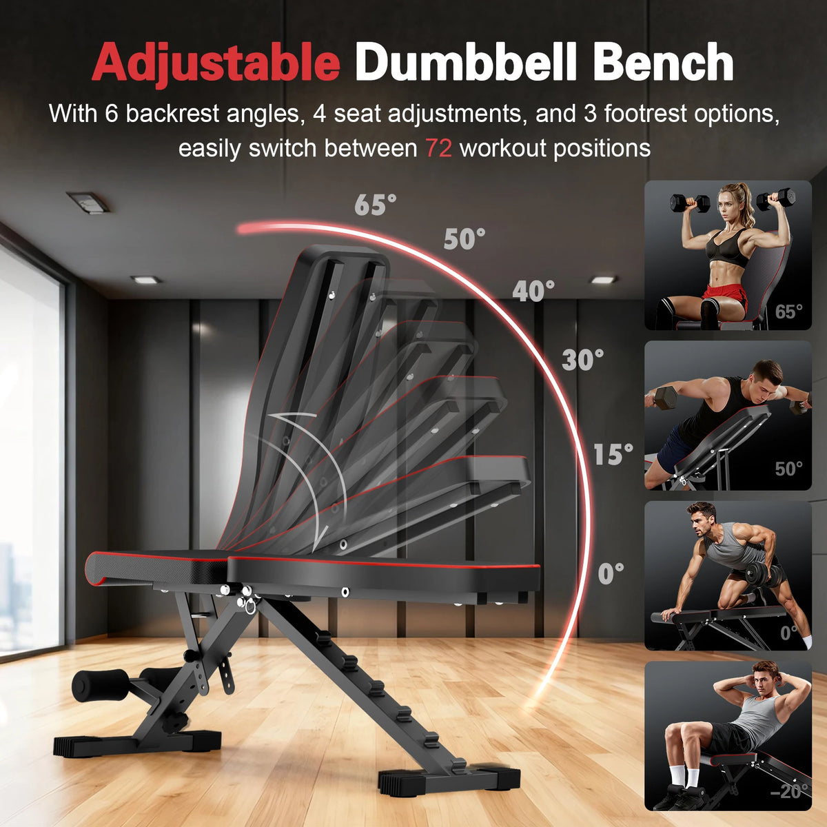 Adjustable Foldable Weight Bench for Full Body Home Workouts