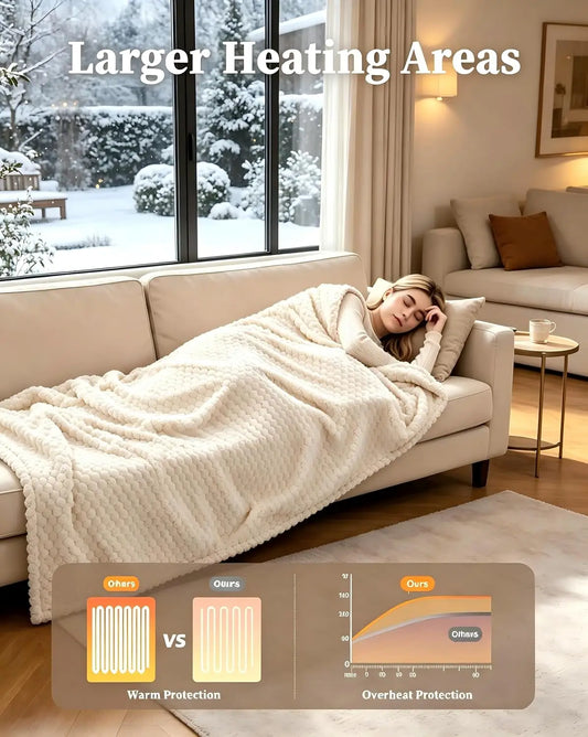 Garvee Electric Heated Blanket With Plush Flannel And Sherpa