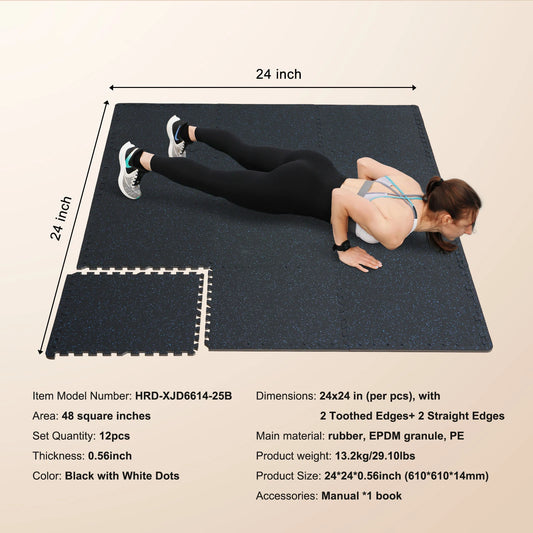 SucceBuy Interlocking Rubber Top Gym Floor Mats EVA Foam Cushioning