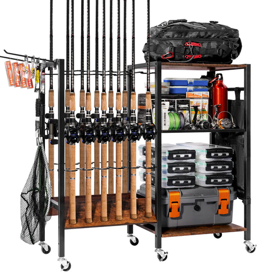 Fishing Rod Holder Storage Rack And Tackle Cabinet Organizer