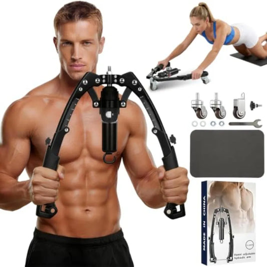 Adjustable Hydraulic Arm Trainer With AB Roller And Resistance Bands